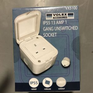 Volex IP55 weatherproof outdoor 13A 1 gang unswitched socket VX5100 External