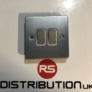 Schneider 2 Gang 2 Way Brushed Chrome Switch GU1522WBC