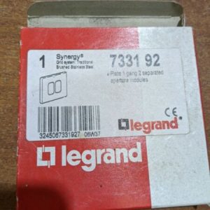 Legrand Synergy Grid Plate 733192 Brushed Stainless Steel Two Gang Switch