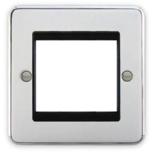 Deta 1970CHB Euromodule Plate 1 Gang 2 Module Polished Chrome / Black Insert