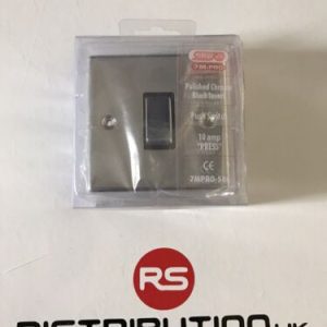 7M-Pro Polished Chrome 1 Gang 10A Push to Make Switch with Black Insert