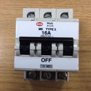 MEM MCB 16Amp Type 3 Triple Pole 3 Phase M9 16A memshield 3T163 163MC 163 MB3