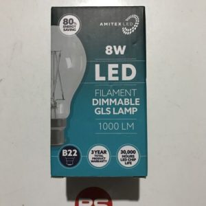 8w LED filament dimmable gls lamp 1000lm Cool White