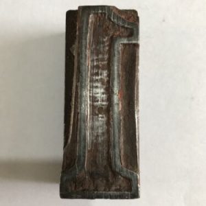 Uppercase Number 1 Metal Printers Block On Wood Block Stamp
