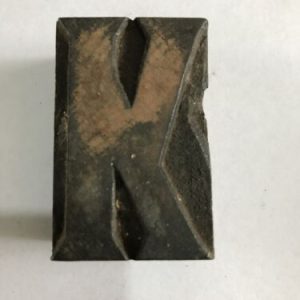 Uppercase Letter K Wooden Printers Block CAPITAL K Craft