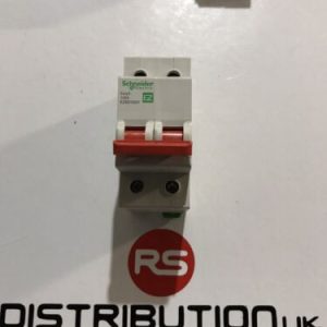 SCHNEIDER 100a ISOLATOR EASY 9 2 POLE MAIN SWITCH 2 MOD AC22 EZ9S16291(JL238