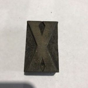 Vintage Wooden Letter X Printer Block