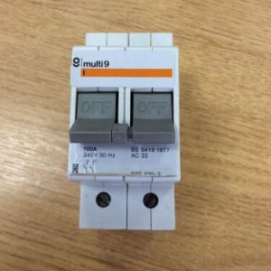 Merlin Gerin Double Pole Switch 100A 240V 50Hz BS 5419 1977