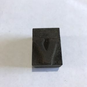 Vintage Wooden Letter V Printer Block