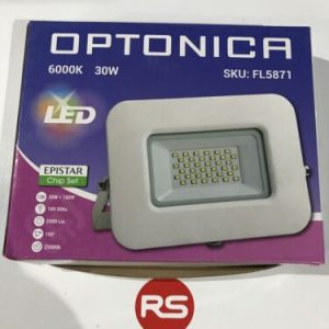 Optonica 30w LED Floodlight - 6000k / White Light- White