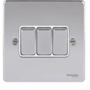 Schneider Ultimate Low Profile Chrome 3G 2 Way Light Switch GU1532WPC