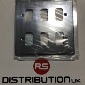 Deta G3425CH 'Slimline Decor' Grid Switch Cover Plate - Polished Chrome 6 Gang