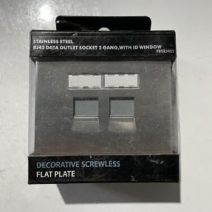 RJ45 Outlet Socket 2 Gang With ID Window Stainless Steel