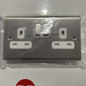 Deta SD1209SSW 13a do switched socket stainless steel/white