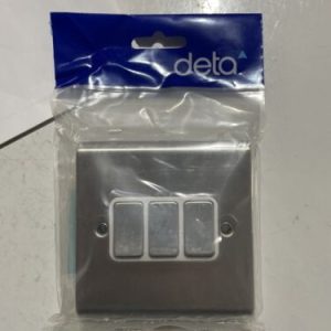 Deta SD1205SSW 10a 3 gang 2 way switch stainless steel/white
