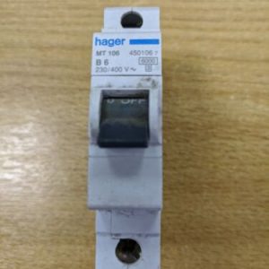 Hager MT106 B6 450106 7 Type B Single Pole MCB Circuit Breaker 230/400v 6amp