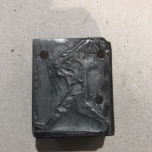 Vintage Metal Baseball Wooden Printer Block
