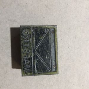 Vintage Metal MAESTRO On Wooden Printer Block