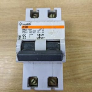 Multi9 Merlin gerin C100 80A Double Pole Main Switch Breaker Old Style USED