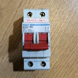 Hager SB 299U-100A Double Pole Switch Disconnector - Unused Old Stock