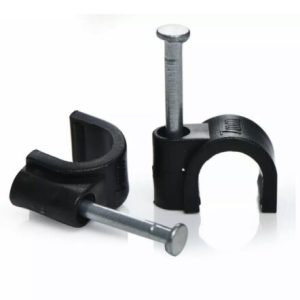 Black Round PVC Plastic Nail-in Cable Clips Fixings 100 pack 3.5mm to 16mm