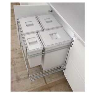 Hafele Pull Out Kitchen Bin Grey 3x 24L & 1 X 6L