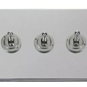 VPCH423 Victorian Chrome 10AX 3 Gang 2 Way Toggle Switch NEW AND BOXED