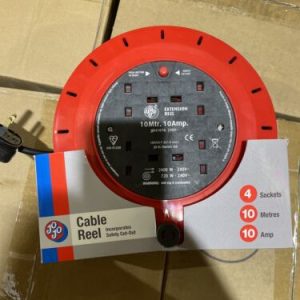Extension Lead Masterplug 10m, 4 Gang, 10 Amp Cable Reel Red