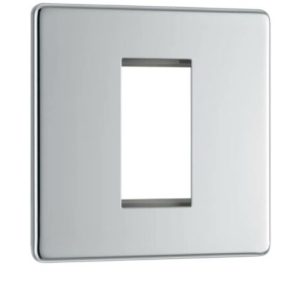 BG Screwless Flat Plate Polished Chrome Data Plate 1 Gang  1 Module