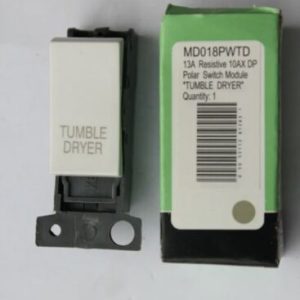 Scolmore Click Minigrid Resistive 10AX DP Polar White Switch Module TUMBLE DRYER