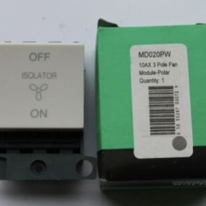 Scolmore Click Minigrid MD020PW 10AX DP double width 3P Fan module Polar White