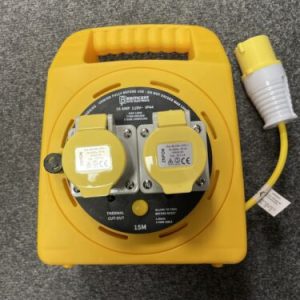 Briticent 15m 16Amp 110v Extension Lead Reel New 2x Sockets