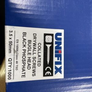 1000pcs COLLATED Drywall Plasterboard Screws 3.5 x 50mm Bugle Head Thread Black