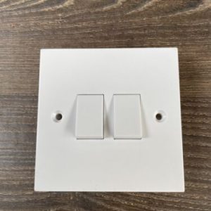 Deta Vimark V1204 2G 10A 10AX 2W Square Frame Plate Double Light Switch White