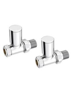 INTA Modern Straight Radiator Valves 15mm (pair) Chrome 1024CP