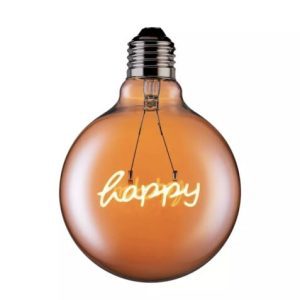 TCP 120L E27 G125 Happy Globe LED Warm White Light Bulb, Amber Glass