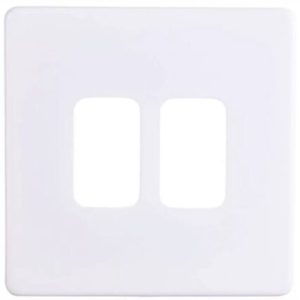 Box of 5x DETA G3382 WH Screwless 2 Gang Grid Plate