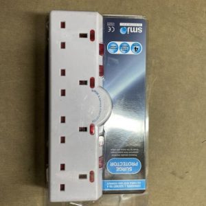 SMJ Switched LED Indicators Surge Protected 4 Way Mains Plug in Adaptor