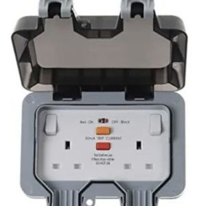 Double Weatherproof Outdoor Switched Power Socket with Latching Rcd Ip66 13 Amp