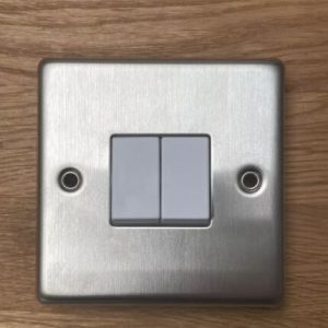 Volex VX1040SS 2 gang 2 way brushed stainless steel 10AX light switch