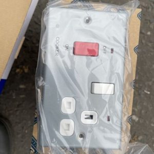 BG Metal Clad Cooker Switch And 13A Socket with Neons 2 Gang 45A DP