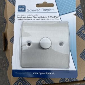 2 Way Push Single Dimmer Switch Brushed Steel Chrome LED