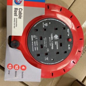 4 WAY 10M CABLE EXTENSION REEL LEAD MAINS SOCKET 13AMP ELECTRICAL