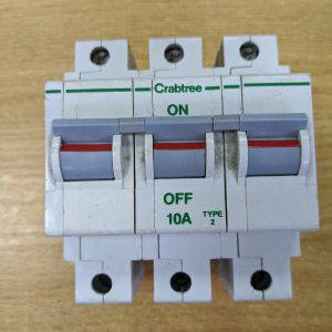 Crabtree 10A Type 2 Triple Pole Switch USED