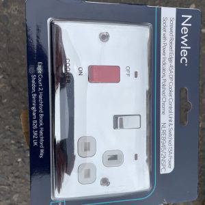 Newlec 45a DP Cooker Switch And Socket Polished Chrome
