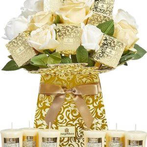 Thegiftbox Flowers And Candles Bouquet - Jasmine Rose Christmas Birthday