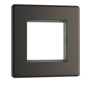 BG Screwless Flat Plate Black Nickel Data Plate 1 Gang 2 Module