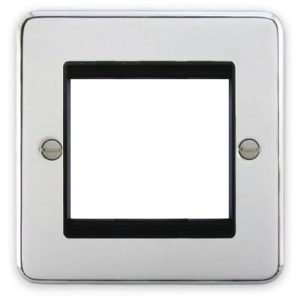 Deta 1970CHB Euromodule Plate 1 Gang 2 Module Polished Chrome / Black Insert