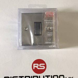 7M-Pro Polished Chrome 1 Gang 10A Push to Make Switch with Black Insert