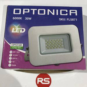 Optonica 30w LED Floodlight - 6000k /  White Light- White